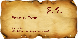 Petrin Iván névjegykártya